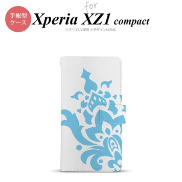【手帳型 スマホ カバー ケース】【SO02K】【エクスペリア XZ1】手帳型 ケース SO-02K スマホ カバー Xperia XZ1 Compact エクスペリア ダマスク柄大A 水色 nk-004s-so02k-dr1030【メール便送料無料】