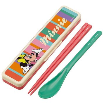 ディズニーレトロ/ミニーマウス 抗菌 音のならないコンビセット 箸18cm スケーター ※送料無料(ポスト投函)
