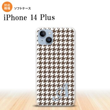 iPhone14 plsu iPhone14 plsu スマホケース 背面ケースソフトケース 千鳥 格子 小 茶 白 +アルファベット 2022年 10月発売 nk-i14pl-tp911i