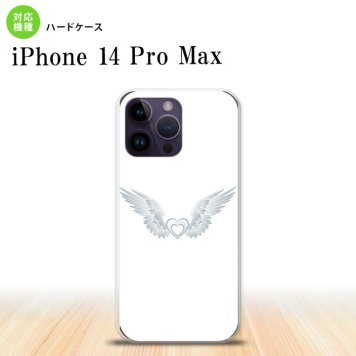 iPhone14 ProMax iPhone14 Pro Max スマホケース 背面ケース ハードケース 白翼 ハート 白 グレー 2022年 9月発売 nk-i14pm-476