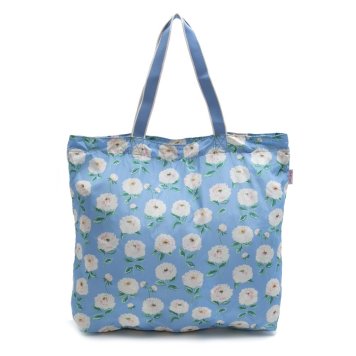 キャスキッドソン Cath Kidston トートバッグ 1009651 106133018105102 LARGE FOLDAWAY TOTE ラージ 折りたたみ式 トート ショルダーバッグ エコバッグ BLUE/DAHLIA サックスブルー系＋フラワー柄マルチカラー