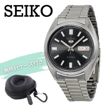 セイコー5 腕時計 メンズ 自動巻き ブラック シルバー SEIKO 5 海外モデル 逆輸入 メタルベルト 曜日 日付 シースルーバック 機械式 誕生日 プレゼント ギフト 収納ケース付き 成人 卒業 入学