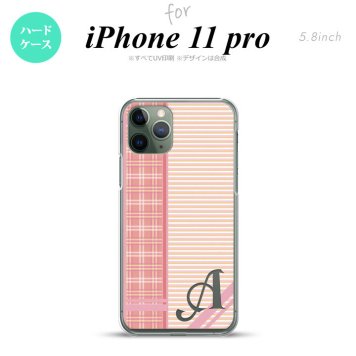 iPhone11Pro iPhone11 Pro スマホケース ハードケース チェック ボーダー ピンク +アルファベット メンズ レディース nk-i11p-1605i