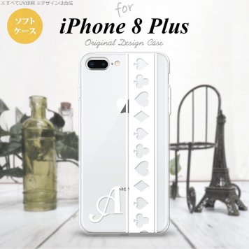 【iPhone8Plus】【スマホケース/スマホカバー】【アイフォン8プラス】iPhone8Plus スマホケース ケース アイフォン8プラス イニシャル トランプ(帯) 白×クリア nk-ip8p-tp529ini【メール便送料無料】