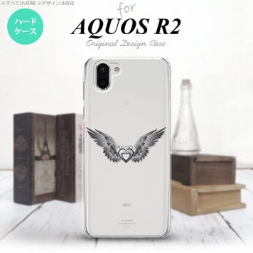 AQUOS R2 アクオス アール2 SH-03K SHV42 専用 スマホケース カバー ハードケース 翼(ハート) 黒×クリア nk-r2-466[スマホ,スマホケース,スマホカバー,ケース,カバー,ジャケット]