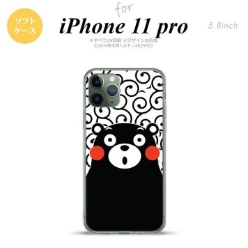 iPhone11Pro iPhone11 Pro スマホケース ソフトケース くまモン 唐草 白 黒 メンズ レディース nk-i11p-tpkm28