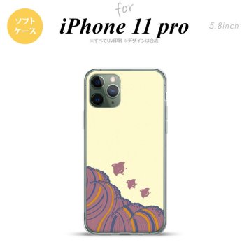 iPhone11Pro iPhone11 Pro スマホケース ソフトケース 波鳥 黄 メンズ レディース nk-i11p-tp1733
