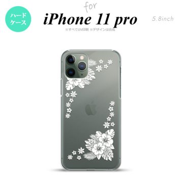 iPhone11Pro iPhone11 Pro スマホケース ハードケース ハイビスカス E クリア 白 メンズ レディース nk-i11p-1055