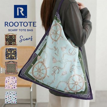 スカーフトート ROOTOTE  折りたたみ トートバッグ おしゃれ 大人っぽい レディース 総柄 ルートート TABLO タブロー 大容量 たくさん入る A4サイズ対応 エコバッグ お買い物バッグ スクエア 正方形 きれいめ 上品 軽い 軽量 プレゼント プチギフト ギフト