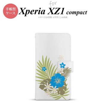 【手帳型 スマホ カバー ケース】【SO02K】【エクスペリア XZ1】手帳型 ケース SO-02K スマホ カバー Xperia XZ1 Compact エクスペリア ハイビスカスA 水色 nk-004s-so02k-dr1052【メール便送料無料】
