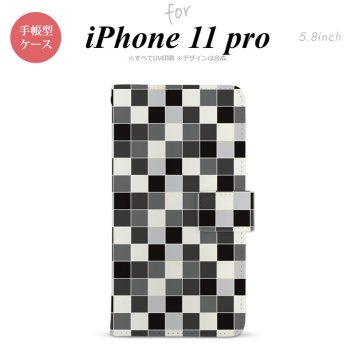 iPhone11Pro iPhone11 Pro 手帳型スマホケース カバー スクエア モザイク グレー  nk-004s-i11p-dr1016
