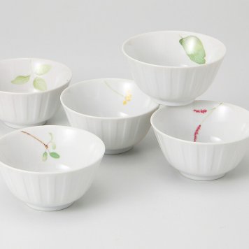 五草花小鉢揃 磁器 美濃焼 やきものの里から、暮らしを贈ります。　ギフト 食器 セット テーブルウェア