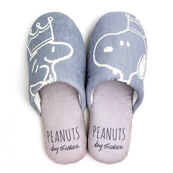 スヌーピー PEANUTS SNモノトーン　スリッパ 中履き グレー