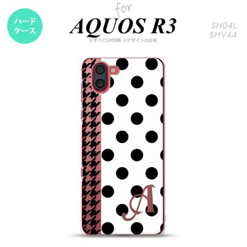 SH-04L SHV44 R3 AQUOS R3 スマホケース カバー ドット 千鳥 黒 +アルファベット nk-r3-1515i