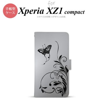 【手帳型 スマホ カバー ケース】【SO02K】【エクスペリア XZ1】手帳型 ケース SO-02K スマホ カバー Xperia XZ1 Compact エクスペリア 蝶と草 黒 nk-004s-so02k-dr1636【メール便送料無料】