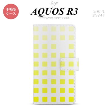 SH-04L/SHV44 AQUOS R3 手帳型スマホケース カバー スクエア ドット 黄  nk-004s-r3-dr1364