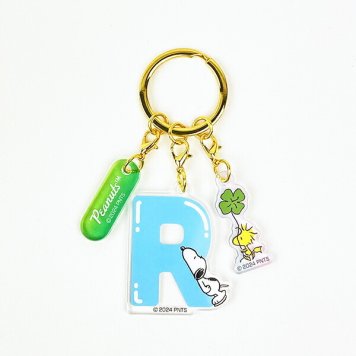 スヌーピー 『R』 イニシャル3連アクリルキーホルダー (ブルー) SNOOPY