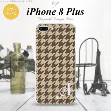 【iPhone8Plus】【スマホケース/スマホカバー】【アイフォン8プラス】iPhone8Plus スマホケース ケース アイフォン8プラス イニシャル 千鳥柄(大) 茶 nk-ip8p-tp925ini【メール便送料無料】