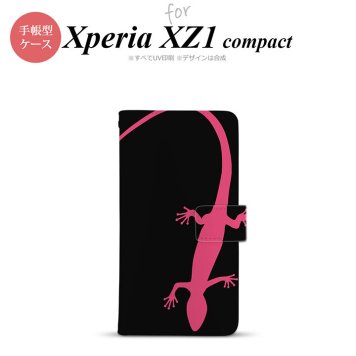【手帳型 スマホ カバー ケース】【SO02K】【エクスペリア XZ1】手帳型 ケース SO-02K スマホ カバー Xperia XZ1 Compact エクスペリア トカゲ 黒×ピンク nk-004s-so02k-dr507【メール便送料無料】