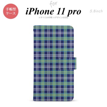 iPhone11Pro iPhone11 Pro 手帳型スマホケース カバー チェック 青  nk-004s-i11p-dr438