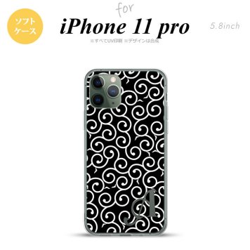 iPhone11Pro iPhone11 Pro スマホケース ソフトケース 唐草 黒 白 +アルファベット メンズ レディース nk-i11p-tp1130i