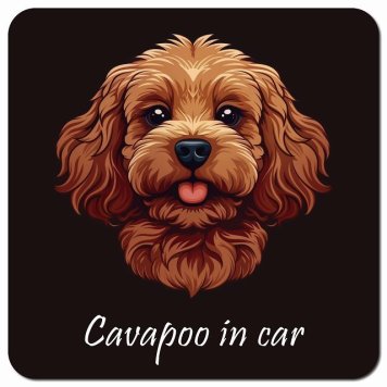 イラスト付 Dog in Car キャバプー Aタイプ カーサイン 車 マグネットステッカー 犬 マグネット 強力 13x13cm 正方形 おしゃれ かわいい ドラレコステッカー 安全対策 危険運転 煽り運転 アニマル 動物 犬種別 屋外 防水 屋内