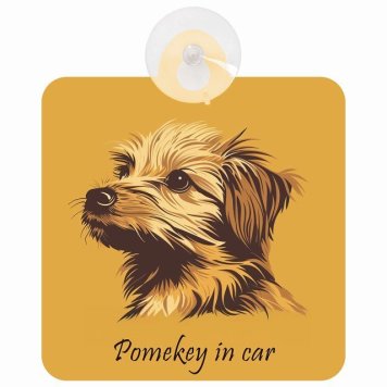 Pomekey ポメキー Bタイプ 車 窓ガラス 吸盤タイプ 犬 かっこいい おしゃれ イラスト付 DOG IN CAR ドッグインカー ドッグオンボード 安全対策 セーフティサイン デコ 外出 ドライブ カーサイン 吸盤
