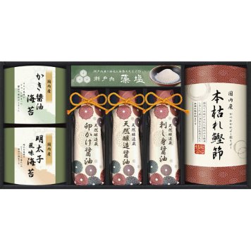 伊賀越 天然醸造蔵仕込み 和心詰合せ [26-2753-058] GNF-DJZ 調味料ギフト 天然醸造醤油 牡蠣醤油海苔 明太子風味海苔 本枯れ鰹節 藻塩 詰め合わせ 贈り物 御中元 御歳暮 内祝い 出産 結婚 お返し ギフト