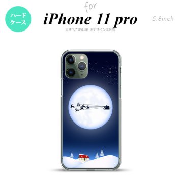 iPhone11Pro iPhone11 Pro スマホケース ハードケース 月とサンタ 青 メンズ レディース nk-i11p-634