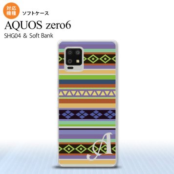 SHG04 SHG04 ZERO6 AQUOS zero6 スマホケース ソフトケース エスニック ボーダー 青 +アルファベット メンズ レディース nk-zero6-tp1562i