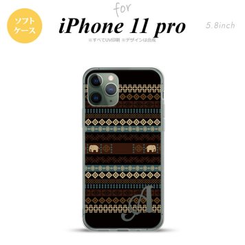 iPhone11Pro iPhone11 Pro スマホケース ソフトケース エスニック ゾウ 黒 +アルファベット メンズ レディース nk-i11p-tp1571i