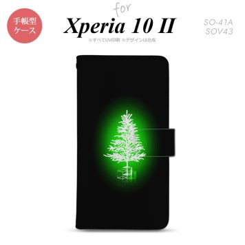 Xperia10 II 手帳型 スマホケース 全面印刷 おしゃれ ストラップホール有り ツリー 緑 nk-004s-xp102-dr626