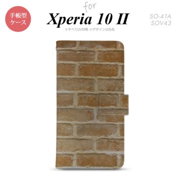 Xperia10 II 手帳型 スマホケース 全面印刷 おしゃれ ストラップホール有り ピクチャ レンガ 茶 nk-004s-xp102-dr732
