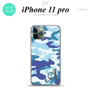 iPhone11Pro iPhone11 Pro スマホケース ハードケース ウッドランド 迷彩 B 青 +アルファベット メンズ レディース nk-i11p-1153i