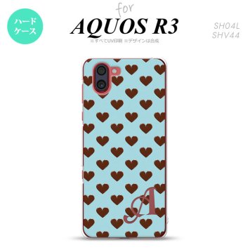 SH-04L SHV44 R3 AQUOS R3 スマホケース カバー ハート B 青 +アルファベット nk-r3-172i