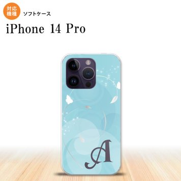 iPhone14 Pro iPhone14 Pro スマホケース 背面ケースソフトケース バタフライ 蝶 A 青 +アルファベット 2022年 9月発売 nk-i14p-tp203i