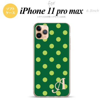 iPhone11ProMax iPhone11pro max スマホケース ソフトケース ドット 水玉 B 緑 +アルファベット メンズ レディース nk-i11pm-tp840i