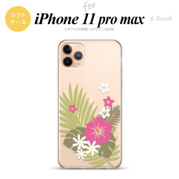 iPhone11ProMax iPhone11pro max スマホケース ソフトケース ハイビスカス D クリア ピンク メンズ レディース nk-i11pm-tp1051