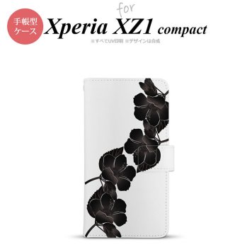 【手帳型 スマホ カバー ケース】【SO02K】【エクスペリア XZ1】手帳型 ケース SO-02K スマホ カバー Xperia XZ1 Compact エクスペリア ハイビスカス 黒 nk-004s-so02k-dr081【メール便送料無料】