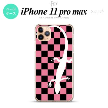 iPhone11ProMax iPhone11pro max スマホケース ハードケース トカゲ 市松 ピンク メンズ レディース nk-i11pm-863