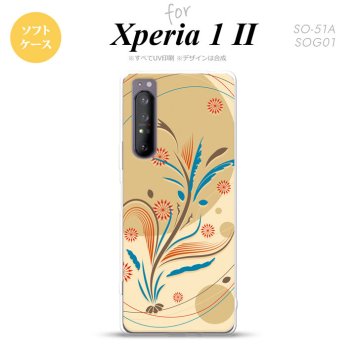 Xperia 1 II 5G スマホケース 背面カバー ストラップホール有り ソフトケース 和柄 ベージュ ストラップホール おしゃれ かわいい かっこいい メンズ レディース nk-xp12-tp1228