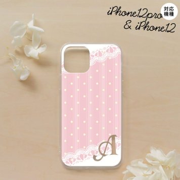iPhone12/iPhone12pro iPhone12 / iPhone12pro スマホケース ソフトケース ドット レース C 薄ピンク +アルファベット メンズ レディース nk-i12-tp1618i