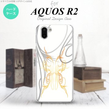 AQUOS R2 アクオス アール2 SH-03K SHV42 専用 スマホケース カバー ハードケース ピンスト 白×黄 nk-r2-1247[スマホ,スマホケース,スマホカバー,ケース,カバー,ジャケット]