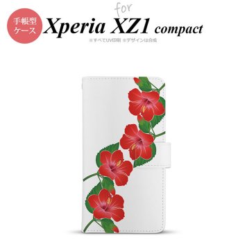 【手帳型 スマホ カバー ケース】【SO02K】【エクスペリア XZ1】手帳型 ケース SO-02K スマホ カバー Xperia XZ1 Compact エクスペリア ハイビスカス 赤 nk-004s-so02k-dr082【メール便送料無料】