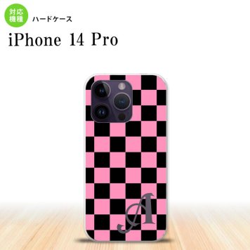 iPhone14 Pro iPhone14 Pro スマホケース 背面ケース ハードケース スクエア 黒 ピンク +アルファベット 2022年 9月発売 nk-i14p-762i
