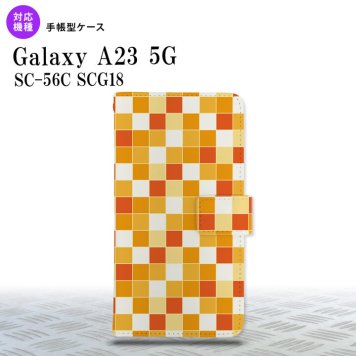 Galaxy A23 GalaxyA23 手帳型スマホケース カバー スクエア モザイク オレンジ 2022年 10月発売 nk-004s-a23-dr1015