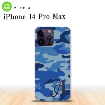 iPhone14 ProMax iPhone14 Pro Max スマホケース 背面ケース ハードケース ウッドランド 迷彩 A 青 +アルファベット 2022年 9月発売 nk-i14pm-1152i