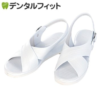 【送料無料】ナースシューズ ナースサンダル 白 クロスサンダル L (23.5-24.0cm)
