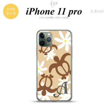 iPhone11Pro iPhone11 Pro スマホケース ソフトケース ホヌ ティアレ ベージュ +アルファベット メンズ レディース nk-i11p-tp1081i