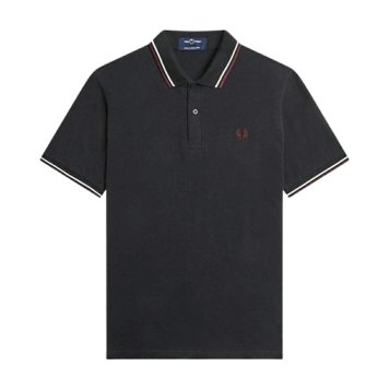 フレッドペリー FRED PERRY ポロシャツ ボックスフィット 刺しゅう ロゴ コットン ピケ 半袖 ライン カジュアル ストリート M12 T29 メンズ ブラック